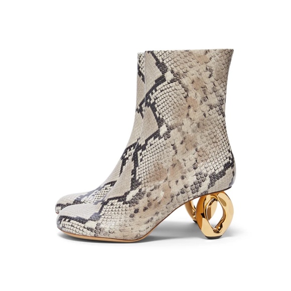 JW Anderson Chainheel Ankle Boots Snake Print Bootie Size 38 - Picture 3 of 15